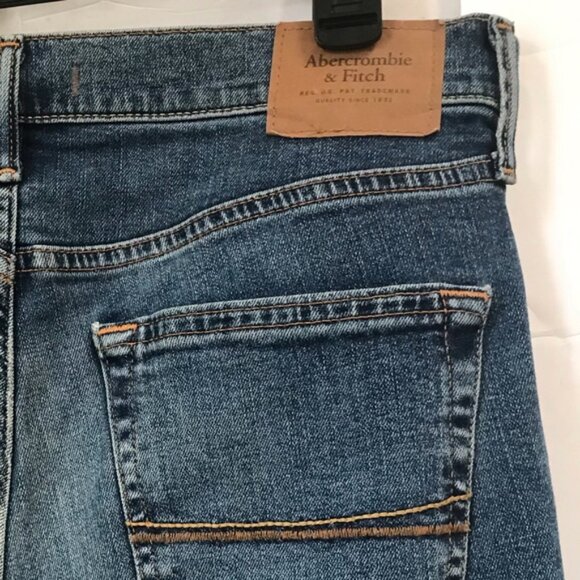 Abercrombie and Fitch Slim Straight Leg Wide Jeans Stretch Mid Rise Waist Zip 31 - Picture 7 of 13